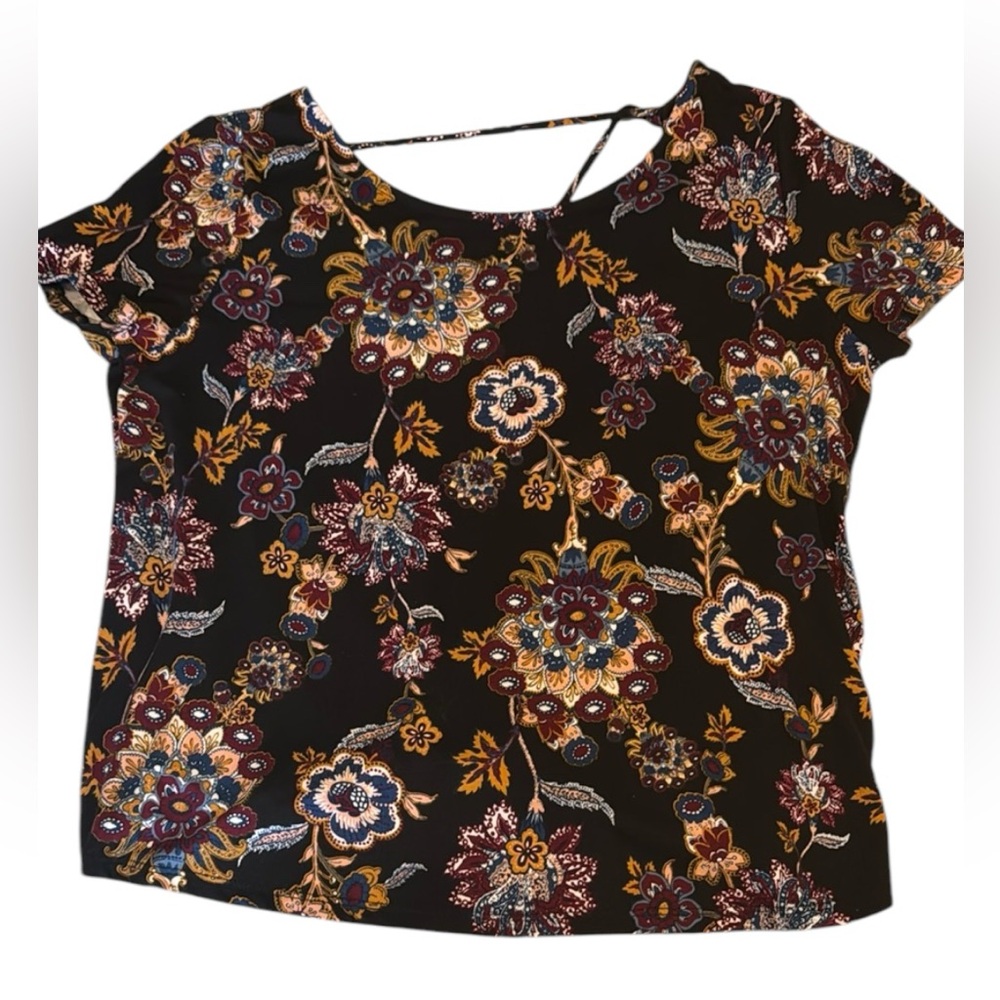 Floral Black Top